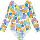 Angel season Girls Long Sleeve Swimsuits One Piece Rash Guard Bathing Suit UPF 50+ for Toddler Kids, Size 6Y