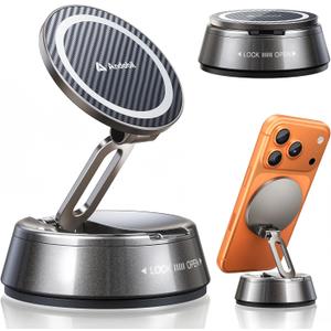 andobil 2026 Upgrade for Magsafe Car Mount [Strongest Suction & Magnet] Vacuum Magnetic Phone Holder for Car 360 Adjustable Car Cell Phone Holder Mount for iPhone 17 Pro Max 16/15/14/13/12 (Matte Gunmetal)