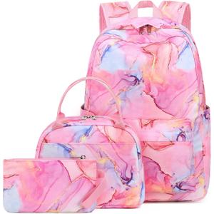 Bluboon Teen Girls School Backpack Kids Bookbag Set with Lunch Box Pencil Case Travel Laptop Backpack Casual Daypacks (Marble Pink-Blue) (Large) Bluboon Teen Girls School Backpack Kids Bookbag Set with Lunch Box Pencil Case Travel Laptop Backpack Casual Daypacks (Marble Pink-Blue) (Large)