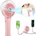 4000mAh Portable Misting Fan, Personal Mister Fan Rechargeable, Spray Water Mist Fans USB Rechargeable, Foldable Mini Cooling Handheld Fans, for Summer Beach Travel(Pink)
