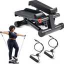 Sunny Health & Fitness Mini Steppers for Exercise at Home, Stair Step Workout Machine with Resistance Bands, Full Body Cardio Equipment, Optional Free SunnyFit App Connection Smart Stepper