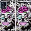 Case for Motorola Edge Plus 2023,Purple Flower Sugar Skull Leather Flip Phone Case Wallet Cover with Card Slot Holder Kickstand for Motorola Edge Plus 2023