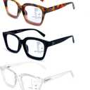 HIYANJN 3 Pack Progressive Multifocal Reading Glasses for Women Men Oprah style Blue Light Blocking Spring Hinger Readers 2.00
