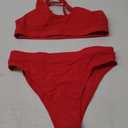 NAFLEAP One Shoulder Cutout Bikini Set for Women High Waisted Bottom Swimsuit Two Piece Bathing Suit (Large, 1-red)