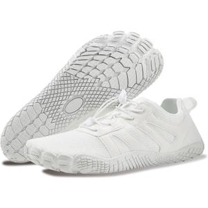 Barefoot Shoes for Men and Women | Wide Toe Box & Zero-Drop Sole for Natural Movement | Minimalist Trail Running, Hiking & Water Sports Shoes | Flexible, Lightweight & Non-Slip (9.5 Women/7.5 Men, Color_white)
