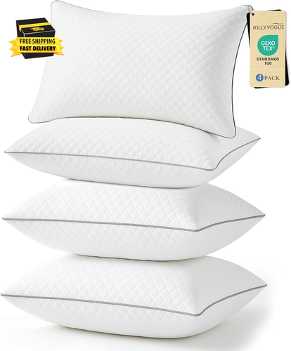 Pillows Queen Size Set of 4, Oeko-Tex Certified Bed Pillows for Side and Back