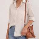 YAMANMAN Womens Button Down Shirt Long Sleeve Classic Collared Tops Work Office Casual Chiffon Blouse