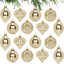 16 Pcs Champagne Mercury Glass Christmas Ball Ornaments Set, Assorted 2.6''-3.3'' Hanging Baubles for Christmas Tree, Vintage Decorations for Winter Holiday Xmas Tree Decor
