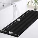 Turquoize Luxurious Non-Slip Shaggy Chenille Kitchen Runner Black Kitchen Rug Ultra Soft Plush Carpet Mat Shag Shower Bath Runner Absorbent Large Bath Mat for Entryway, Size 59 & 20 Inches, Black