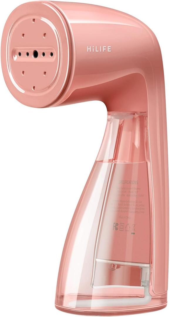 HiLIFE Steamer for Clothes, Portable Handheld Design, 240ml Big Capacity, 700W, Strong Penetrating Steam, Removes Wrinkle, for Home, Office and Travel(ONLY FOR 120V)(Coral pink)