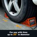 Wheel Chocks, 4 PACK Heavy Duty Wheel Chocks for Car with Rope for Easy Removal, Durable, Non-Slip, Hard Plastic Tire Stopper Blocks for RV, Camper, Trailer, Effective in Keeping Your Vehicle in Place (Orange)