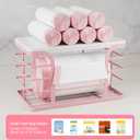 Small Grocery Bag Holder,Wall Mount Trash Bag Holder Dispenser with Bamboo Top,Suitable for Garbage Bags of 100 Rolls under 13 Gallons,Pink