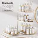 Delamu 2-Tier Multi-Purpose Bathroom Under Sink Organizers and Storage, Stackable Kitchen Pantry Organization, Pull Out Medicine Cabinet Organizer with Movable Dividers, Amber, 2 Pack
