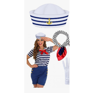 Nautical Bachelorette Party Favors | 5 Nautical Costume | Breathable Comfortable Women's Sailor Outfit for Halloween Cosplay Carnivals Fancy Dress Parties,M