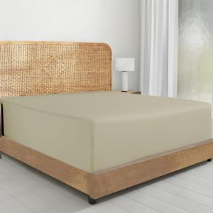 California Design Den Queen Size Fitted Sheet Only - 100% Organic Cotton Percale, Deep Pocket Fitted Sheet, Lightweight, Crisp and Durable - Soft Taupe