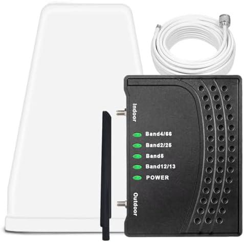 Cell Phone Booster for Home & Office,Up to 2,000 sq ft,Cell Phone Signal Booster with Band 66/25/2/4/5/12/13/17,Boost 5G 4G Data for All U.S. Carriers FCC Approved