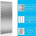 9 Inch Stainless Steel Cake Scraper, Cake Decorating Tools Sided Patterned Edge Stripe Smoother Frosting Scraper Decorating Comb for Mousse Butter Cream Tall Cake Pastry Decoration (SC-2)