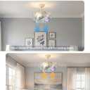 20" Gold Crystal Fandelier Ceiling Fans with Lights, Gold Flower Chandelier Ceiling Fan with Light Remote Control, Caged with 6 Speeds for Girl's Bedroom, Living Room, Nursery (Green)