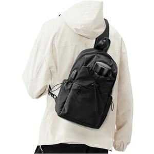 SEAFEW Black Sling Crossbody Bag for Men Women, Tactical Backpack Shoulder Daypack Mini Anti-Theft Cross Body Motorcycle Chest Bags, Small One Strap Fanny Back Pack for Casual Travel Hiking Sport Gym