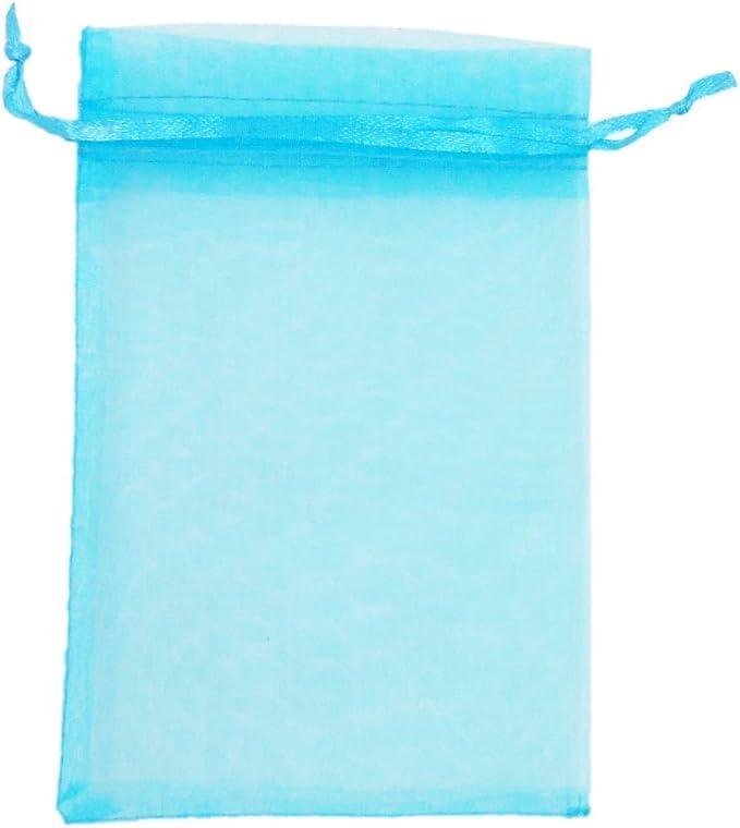 ATCG 50pcs 8x12 Inches Large Drawstring Organza Bags Decoration Festival Wedding Party Favor Makeup Pouches (Aqua Blue)