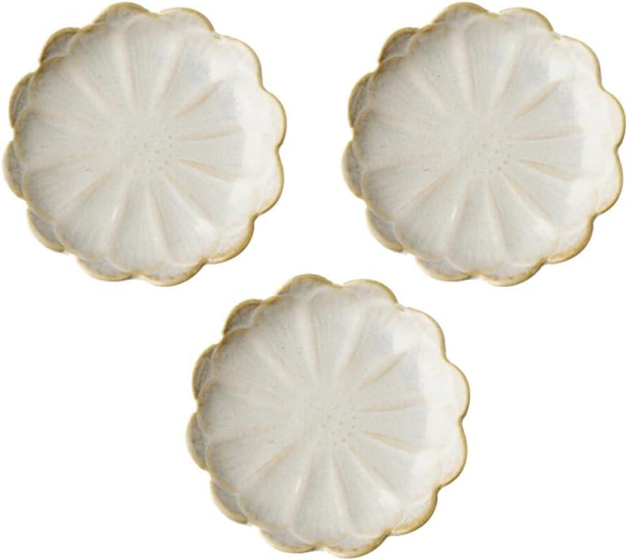 Amosfun Sunflower Ceramic Sauce Dishes 3-Pack 4.44 Inch Vintage Japanese Style Seasoning Plates Food Dipping Bowls for Soy Sauce Condiments and Appetizers