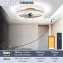 VOLISUN Fandelier Ceiling Fans with Lights and Remote, 19.7in Low Profile Ceiling Fan Flush Mount, 3000K-6500K Dimmable, Modern Ceiling Fans with Lights for Bedroom, Living Room, Kitchen(Gold)