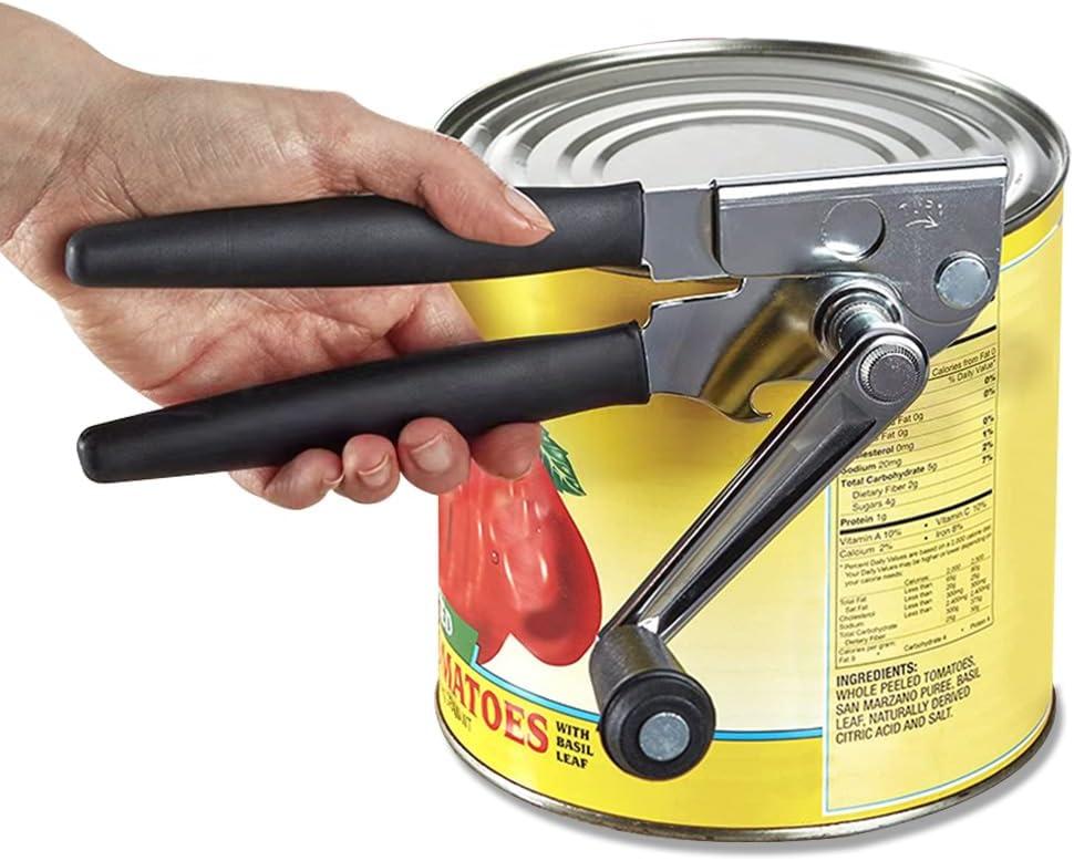 NUFR Crank Can Openers Manual, Heavy Duty Commercial Can Opener with Rubber-coated Long Handles