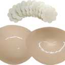 Double-Sided Sticky Bra Inserts, Invisible Breast Lift Self Adhesive Boob Pads Push up Bikini Pads for Swim (Medium, Beige)