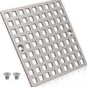 3-7/8" Brushed Nickel Shower Drain Cover - Square Floor Drain Cover Replacement - Hair Catcher/Drain Strainer for Bathrooms, Showers, and Sinks - SUS304 Stainless Steel & CUPC Certified