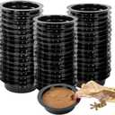 WACOOL Magnetic Reptile Ledge, Acrylic Gecko Feeding Ledge with 6PCS Cups, Reptile Food Water Feeder Dish for Geckos Iguana Chameleon Pets (Cups)