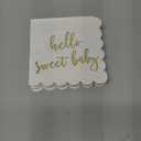50 Pack 5x5 Inch White Scalloped Napkins with Gold Foil Hello Sweet Baby - Gender Neutral Baby Shower Napkins & Table Decor for Boy Girl Sprinkle Decorations