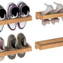 Nisorpa 20 Inch Rustic Burnt Wood Hanging Shoe Rack, Wall Mounted Shoe Rack Storage Organizer Space Saving Footwear Holder for Closet, Mudroom, Entryway, Holds 8 Pairs, Set of 4