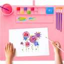 Silicone Painting Mat, 20"16" Craft Art Mat with Cup and Lid,Non Stick Silicone Sheet for Resin, DIY, Clay, Play Doh, Pink
