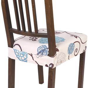 SearchI Stretch Dining Chair Seat Covers Set of 4, Soft Removable Washable Seat Covers for Dining Chairs, Dining Room Seat Cover Protector (Rear-Covered, Ball Flower)