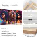 3Pcs African American Women Canvas Wall Art Colorful Graffiti Afro Girl Painting Modern Abstract Aesthetic Pictures Wall Decor Posters Print Artwork for Living Room Bedroom Home Decoration, 16x24in