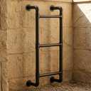 Black 3-Rung Window Well Ladder, 3FT Egress Wall Mounted Ladder for Indoor Climb Use, Wall/Floor Mountable Iron Step for Loft, Basement, Blanket Rack, Farmhouse, Space-Saving