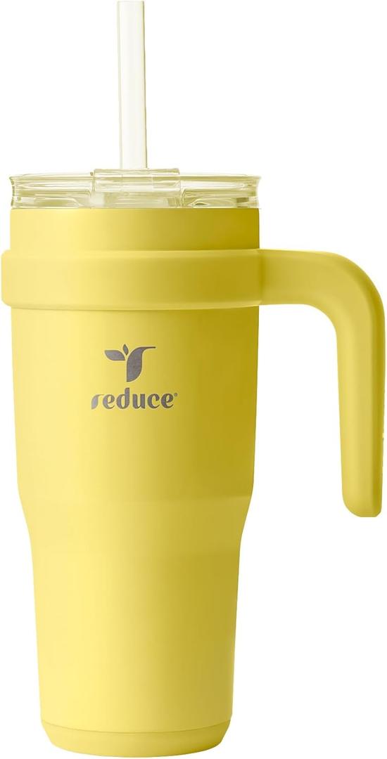 Reduce 24 oz Tumbler with Handle and Straw - Stainless Steel with Sip-It-Your-Way Lid - Keeps Drinks Cold up to 24 Hours - Sweat Proof, Dishwasher Safe, BPA Free- Pina Colada
