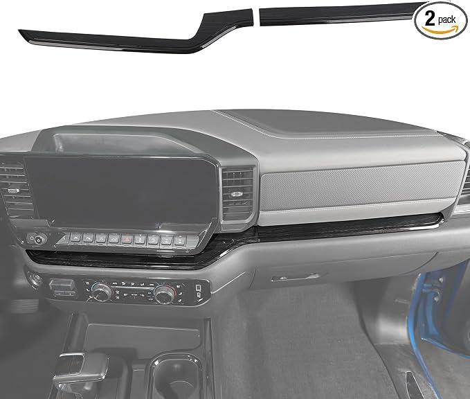 RT-TCZ for Silverado Dashboard Panel Trim Compatible with Chevy Silverado 2022 2023 Black Wood Grain Interior Accessories 2pcs
