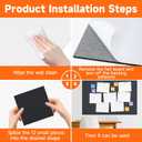 Large Splicing Felt Bulletin Board Cork Board Alternative 48" x 36" Felt Pin Board for Home Office Classroom Wall Decor Felt Wall Panel with Pushpins Adhesive Tabs(Fine-Stripe 12 Pack, Black)