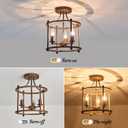UOFUS 3-Light Farmhouse Vintage Semi Flush Mount Ceiling Light Fixtures in Rustic Bronze Metal Chandelier for Island Living Room Bedroom Kitchen Foyer Laundry Room Entryway Hallway