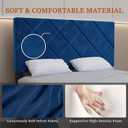 Twin Bed Frames with Adjustable Headboard,Diamond Velvet Upholstered Platform Bed,Single Bed with Strong Metal Slat Support,Mattress Foundation,No Box Spring Needed,Easy Assembly.Blue