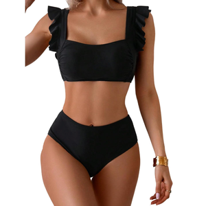 SOLY HUX Bikini Sets for Women Ruffle High Waisted Bathing Suit Summer Two Piece Swimsuit S