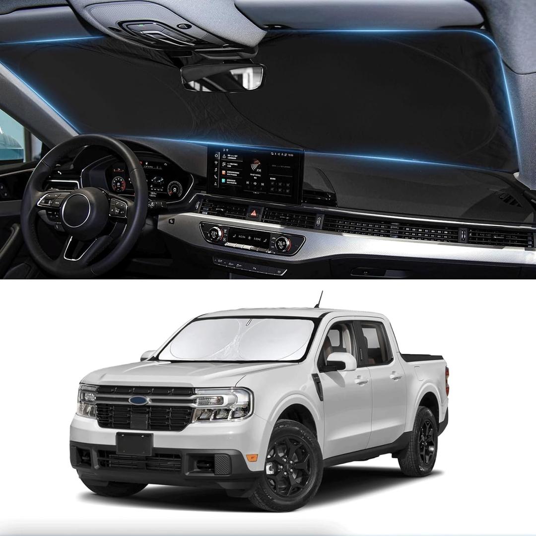 Sunshade for Maverick Windshield Sun Shade Custom-fit for 2020-2024 2025 Ford Maverick XLT, Limited, Platinum Accessories Foldable Window Shield Windshield Cover Sun Visor Protector Block UV