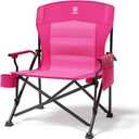 EVER ADVANCED Oversized Folding Women Camping Chair, for Adults Heavy Duty Lawn Chair with Side Pockets, Portable Collapsible Quad Chair for Outside, Support Up to 500lbs, Pink, 24 inches x 19.7 inches x 40 inches