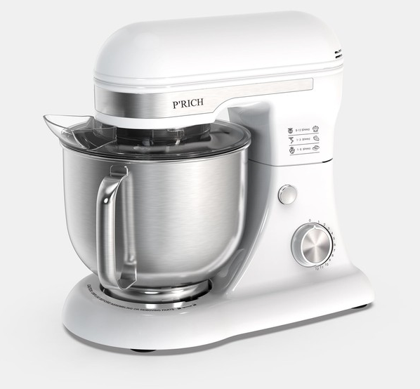 P'RICH Stand Mixer, 5.3-QT 300W 12-Speed Tilt-Head Food Mixer, Kitchen Electric Mixer with Splash Guard, Dough Hook, Wire Whip & Beater,Suitable for Most Family Cook