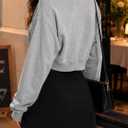 SOFIA'S CHOICE Women Off the Shoulder Sweatshirt Crop Top Long Sleeve Cropped Pullover Lightweight Loose Fit Fall Tops (Gray, XL)