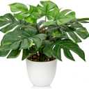 Hollyone Artificial Monstera Plant Faux Monstera Deliciosa Plant Potted Fake Tropical Plants in Pot for Indoor Outdoor Home Decoration