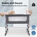 Ihoming Twin Bedside Bassinets for Baby, Adjustable Height Portable Crib with Wheels & Airflow Mesh, Infant Co Sleeper Bedside Crib Attaches to Bed, Light Grey