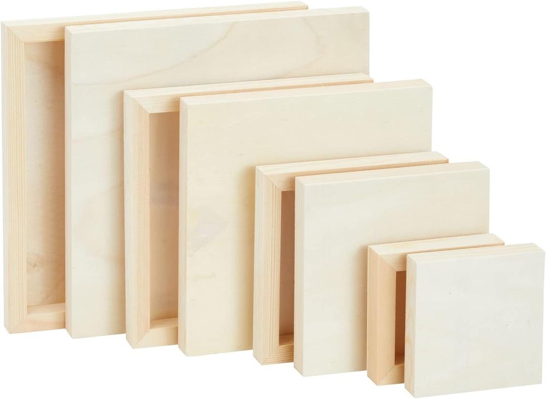 Bright Creations Set of 8 Unfinished Wood Canvas Boards for Painting, Wooden Panels for Crafts, DIY Signs in 4 Sizes - Wood Panel - Wooden Plaque