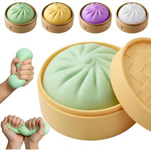Dumpling Squishies, Giant Dumpling Mystery Box, Colorful Dumplings Stress Balls Fidget Sensory Toy, Stocking Stuffers with Food Steamer Stretchy Desk Toys